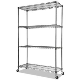 PRODUCTS | Alera 48 in. x 18 in. x 72 in. NSF Certified 4-Shelf Wire Shelving Kit with Casters - Black Anthracite