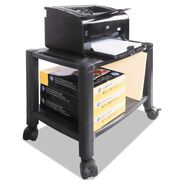 OFFICE FURNITURE AND LIGHTING | Kantek 20 in. x 13.25 in. x 14.13 in. 60 lbs. Capacity 2 Shelves Plastic Height-Adjustable Under-Desk Printer Cart - Black