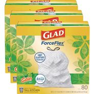 PRODUCTS | Glad ForceFlex 24 in. x 27.38 in. 13 Gallon Kitchen Drawstring Trash Bags - Gain Original Scent/White (240/Carton)