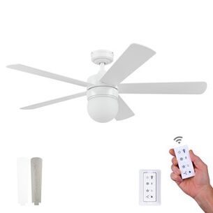 CEILING FANS | Prominence Home 52 in. Remote Control Modern Indoor LED Ceiling Fan with Light - White