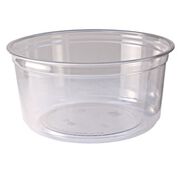 FOOD TRAYS CONTAINERS LIDS | Fabri-Kal 000000000009501032 4.6 in. Diameter x 2.3 in. 12 oz. Recycleware Round Plastic Deli Container - Clear (500/Carton)