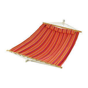 OUTDOOR LIVING | Bliss Hammock 265 lbs. Capacity 48 in. Caribbean Hammock with Pillow, Velcro Straps, and Chains - Toasted Almond Stripe