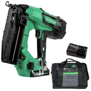 NAILERS AND STAPLERS | Factory Reconditioned Metabo HPT 18V Brushless Lithium-Ion 16 Gauge Cordless Straight Brad Nailer Kit (3 Ah)