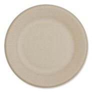 BOWLS AND PLATES | World Centric PL-SC-U6-LFS 6.1 in. Diameter Ripple Edge Paper Fiber Plates - Natural (1000/Carton)