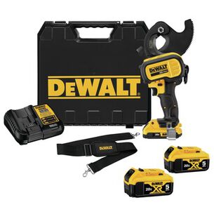 CUTTING TOOLS | Dewalt 20V MAX Cordless ACSR Cable Cutting Tool Kit with 2 Ah Compact Battery and (2-Pack) 5 Ah Lithium-Ion Batteries Bundle