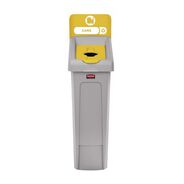 PRODUCTS | Rubbermaid Commercial Slim Jim Recycling Station Kit 1-Stream Bottles and Cans 23 gal Plastic Yellow/Gray