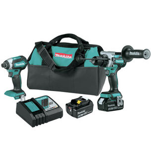 CLEARANCE | Makita 18V LXT Brushless Lithium-Ion 1/2 in. Cordless Hammer Driver Drill / Impact Driver Combo Kit with 2 Batteries (4 Ah)