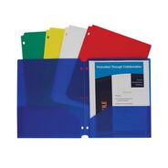 FILING AND FOLDERS | C-Line 3-Hole Punch 11 in. x 8.5 in. 2-Pocket Heavyweight Poly Portfolio Folder - Assorted (10/Pack)