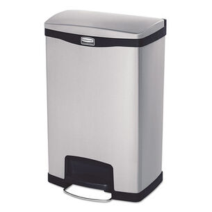 TRASH WASTE BINS | Rubbermaid Commercial Slim Jim 13-Gallon Front Step Style Stainless Steel Step-On Container - Black