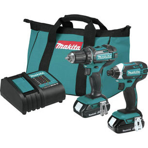 COMBO KITS | Factory Reconditioned Makita 18V LXT Brushed Lithium-Ion 1/2 in. Cordless Drill Driver/1/4 in. Impact Driver Combo Kit with 2 Batteries (1.5 Ah)