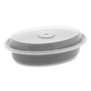 PRODUCTS | Pactiv Corp. Newspring VERSAtainer 6.8 x 4.8 x 1.45 12 oz Oval Plastic Microwavable Containers - Black/Clear (150/Carton)