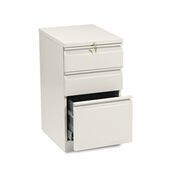 OFFICE CARTS AND STANDS | HON 15 in. x 19.88 in. x 28 in. Brigade 3-Drawer Mobile Pedestal with Pencil Tray Insert - Putty