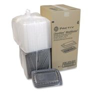 FOOD TRAYS CONTAINERS LIDS | Pactiv Corp. 0CNC10700DZY MealMaster 10 x 7.1 x 2.1 Rib Container - Black/Clear (90/Carton)