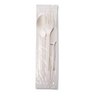 CUTLERY | WNA EPS005 EcoSense Renewable PSM Wrapped Plastic Fork/Knife/Napkin/Spoon Cutlery Kit - White (250/Carton)