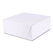 PRODUCTS | SCT 10 in. x 10 in. x 4 in. Standard Paper One-Piece Non-Window Bakery Boxes - White (100/Bundle)