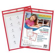 PRODUCTS | C-Line 9 x 12 Insert Reusable Dry Erase Pockets - Clear Front/Neon Red Border (30/Pack)