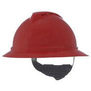 PROTECTIVE HEAD GEAR | MSA 10167915 V-Gard 500 Fas-Trac III 4-Point Vented Hat - Red