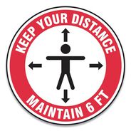 PRODUCTS | GN1 Slip-Gard 17 in. Circle Human/Arrows Social Distance Floor Signs - Red/White (25/Pack)