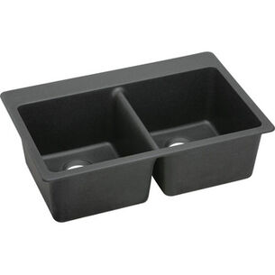 PRODUCTS | Elkay ELG3322BK0 Quartz Classic 33 in. x 22 in. x 9-1/2 in., Equal Double Bowl Top Mount Sink (Black)