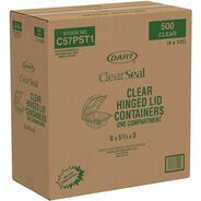 FACILITY MAINTENANCE SUPPLIES | Dart C57PST1 ClearSeal 5.8 in. x 6 in. x 3 in. Hinged-Lid Plastic Containers - Clear (500/Carton)