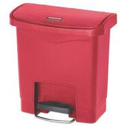 TRASH WASTE BINS | Rubbermaid Commercial Streamline 4-Gallon Front Step Style Resin Step-On Container - Red