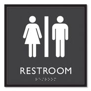 PRODUCTS | Headline Sign 8 in. x 8 in. Unisex Restroom Plastic ADA Sign - Clear/White