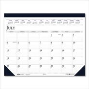 CALENDARS AND PLANNERS | House of Doolittle 22 in. x 17 in. 14-Month (July 2025 to Aug 2026) Recycled Academic Desk Pad Calendar - White/Blue