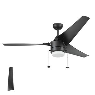  | Honeywell 56 in. Pull Chain Contemporary Wet Rated Outdoor LED Ceiling Fan with Light - Matte Black