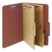 FILE FOLDERS | Smead 6 SafeSHIELD Fasteners 2 Dividers Legal Size 6-Section Pressboard Top Tab Pocket Classification Folders - Red (10/Box)