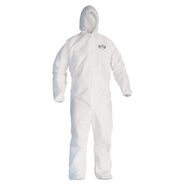BIB OVERALLS | Ansell KCC 46113 A30 Elastic-Back and Cuff Hooded Coveralls - Large, White (25/Carton)