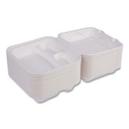 OFFICE AND OFFICE SUPPLIES | Eco-Products Vanguard 8 in. x 8 in. x 3 in. 3-Compartments Renewable and Compostable Sugarcane Clamshells - White (200/Carton)