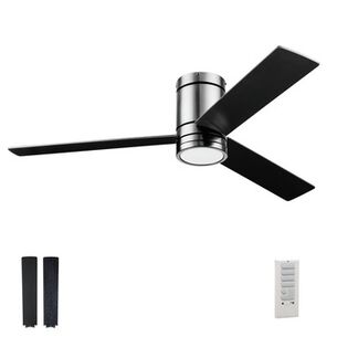 CEILING FANS | Prominence Home 52 in. Remote Control Espy Flush Mount Indoor LED Ceiling Fan with Light - Gun Metal