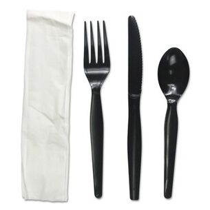 PRODUCTS | Boardwalk 4-Piece Heavyweight Fork/Knife/Napkin/Teaspoon Cutlery Kit - Black (250/Carton)