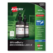 OFFICEJANSAN | Avery UltraDuty 2 in. x 2 in. GHS Chemical Waterproof and UV Resistant Labels - White (600/Pack)