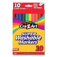 PENS PENCILS AND MARKERS | Cra-Z-Art Super Washable Fine Bullet Tip Markers - Assorted Colors (10/Set)