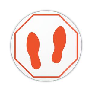  | Deflecto 20 in. Diameter Personal Spacing Feet Discs - Clear/Red (50/Carton)