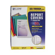 BINDERS AND BINDING SUPPLIES | C-Line 0.13 in. Capacity 8.5 in. x 11 in. Vinyl Report Covers with Binding Bars - Clear (50/Box)