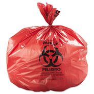 TRASH WASTE BINS | Inteplast Group Low-Density 45 Gallon 40 in. x 46 in. Commercial Can Liners - Red (100/Carton)