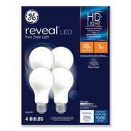 LIGHT BULBS | GE Reveal 5 Watts HDPlus LED A19 Light Bulb (4/Pack)