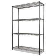 CLEARANCE | Alera 48 in. x 18 in. x 72 in. Four-Shelf Wire Shelving Starter Kit - Black Anthracite