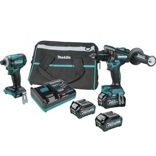 POWER TOOLS | Makita 40V max XGT Brushless Lithium-Ion Cordless Hammer Drill Driver and Impact Driver Combo Kit with 2 Batteries (2.5 Ah) and 1 Battery (4 Ah) Bundle