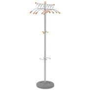 MAILING BOXES AND TUBES | Alba 18.88w x 14d x 68.5h Wavy Six Hangers/Two Knobs/Four Hooks Coat Tree - Silver/Wood