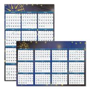 OFFICE PRESENTATION SUPPLIES | House of Doolittle 24 in. x 37 in. 12-Month (Jan-Dec 2026) Recycled Stargazer Laminated Wall Planner - White/Blue/Gold Sheets