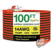 OFFICE AND OFFICE SUPPLIES | GoGreen Power 14 AWG Lighted End Heavy-Duty Extension Cord, 100 ft, 13 A, Orange/Black