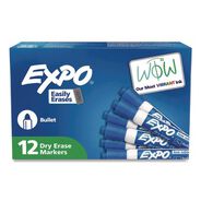 MARKERS | EXPO Low-Odor Bullet Tip Dry-Erase Marker - Medium/Blue (1-Dozen)