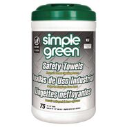 HAND WIPES | Simple Green 10 in. x 11 3/4 in. 1-Ply Safety Towels - Unscented (75/Canister, 6 Canisters/Carton)