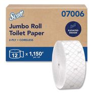 TOILET PAPER | Scott Essential Coreless JRT Septic Safe 1150 ft. 2 Ply Tissues - White (12/Carton)