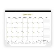 CALENDARS AND PLANNERS | Blueline 12-Month (Jan to Dec): 2026 22 in. x 17 in. Gold Collection Monthly Desk Pad Calendar - White/Gold Sheets, Black Headband