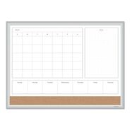 PRODUCTS | U Brands 23 in. x 17 in. 4N1 Magnetic Dry Erase Combo Board - Tan/White Surface, Silver Aluminum Frame