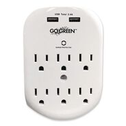 OFFICE AND OFFICE SUPPLIES | GoGreen Power 735 Joules 6-Outlet 4-USB Wall Tap - White